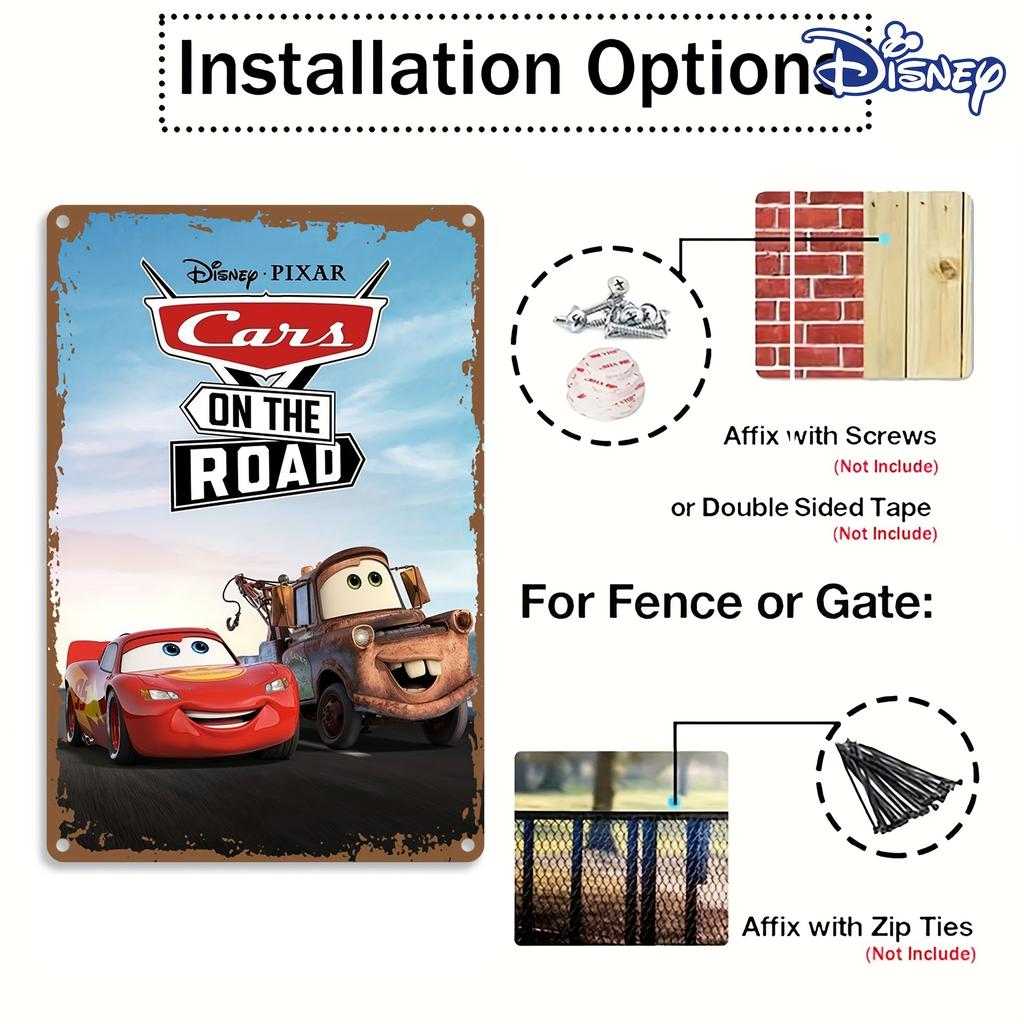 1 Stück Disney Pixar Cars Film Lightning McQueen & Mater Vintage Metallschild Wandkunst - 8x12 Zoll Rustikale Distressed Kanten, Langlebig