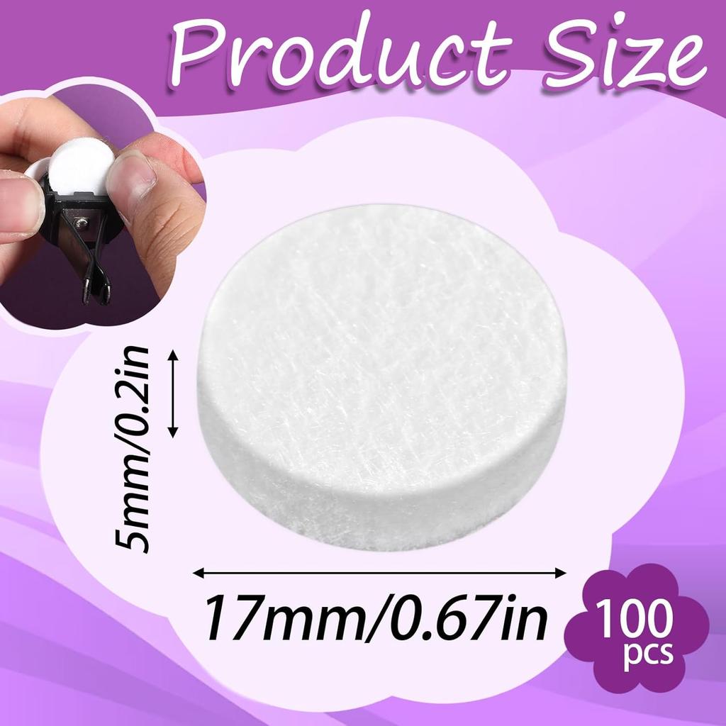 100 PCS Air Filter Scent Pads, Essential Oil Pads Unscented White  Scent Replacement Pad, 17Mm Universal Essential Oil Perfumes Refill Tablets For