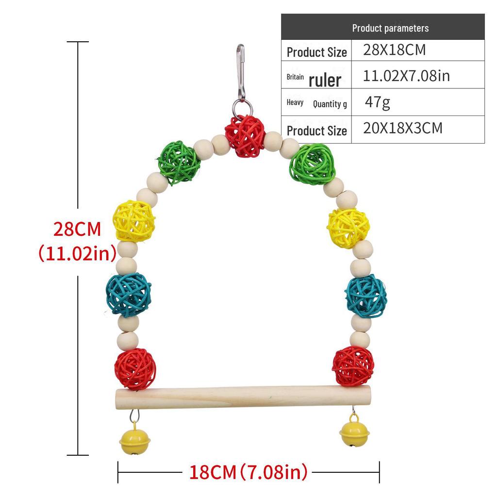 Parrot Toys: Colorful Rattan Ball Chew Puzzle Swing for Birds