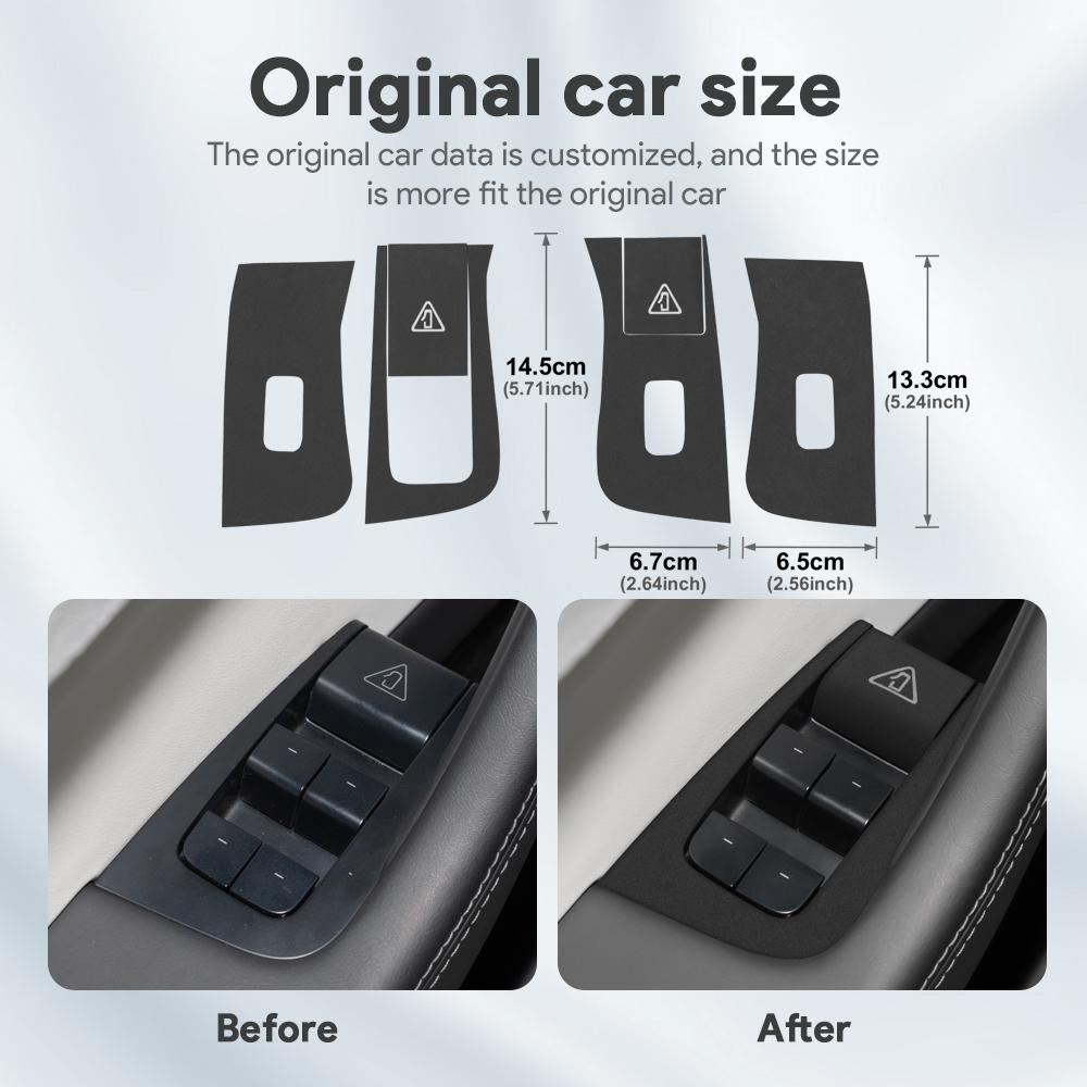 Italienische Oberseite Wildleder-Zieraufkleber LHD RHD Für Tesla Model Y Juniper 2025 2026-Up Fensterheber-Schalter Auto-Innenzubehör