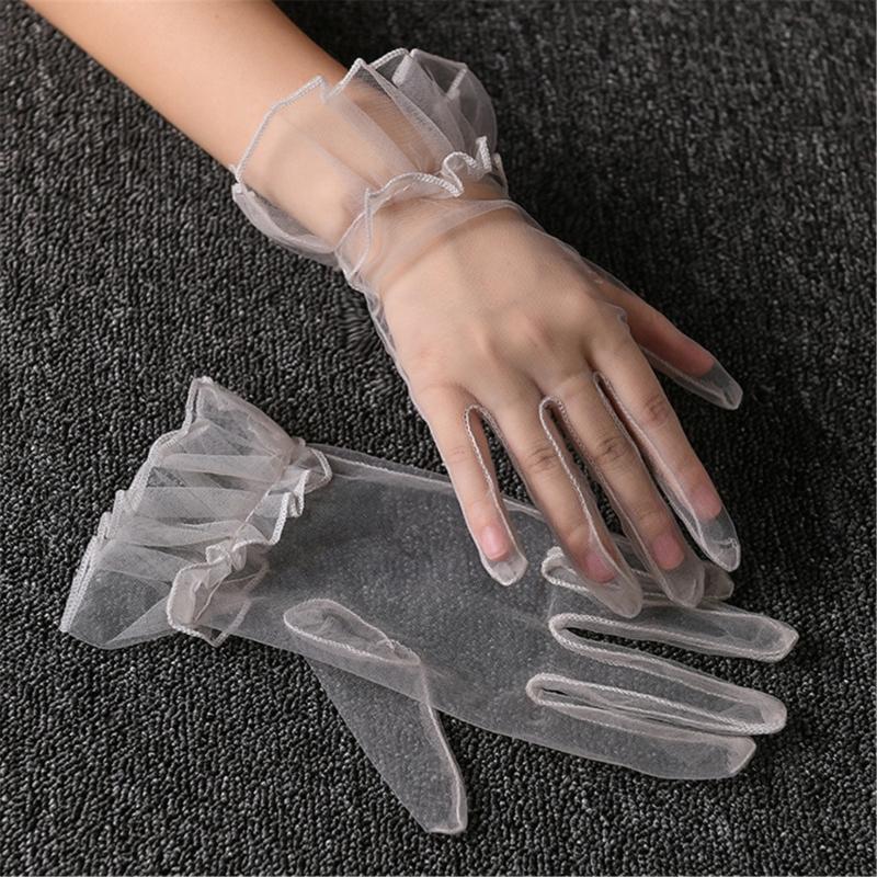 Wedding Gloves Proms Gloves Tulle Short Thin Gloves for Operas Women Lady Theme Proms Costume Accessories