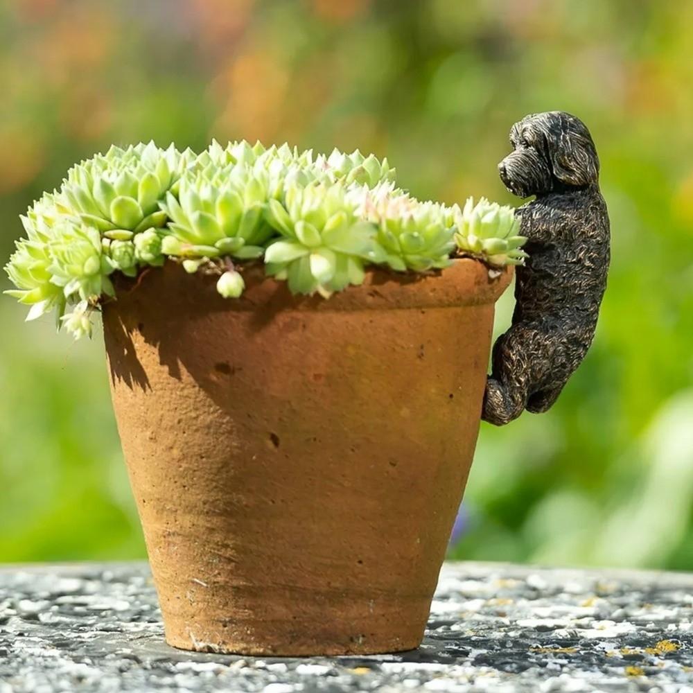 Potted Plant Partner Bronze Gecko Garden Decoration Dog Garden Figurine Balcony Potted Edge