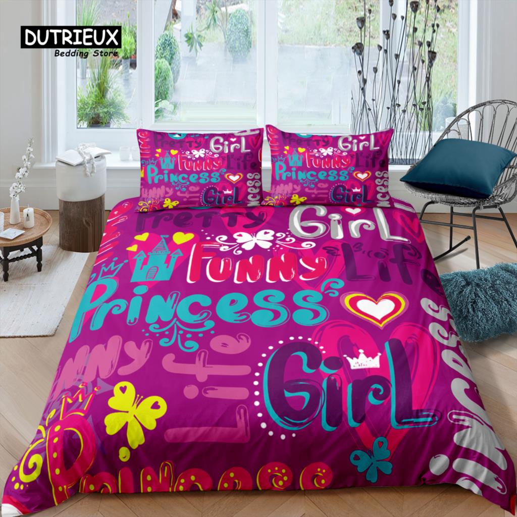 Home Living Luxury 3D Love Music Bedding Set Duvet Cover Pillowcase Kids Bedding Set Queen and King EU/US/AU/UK Size