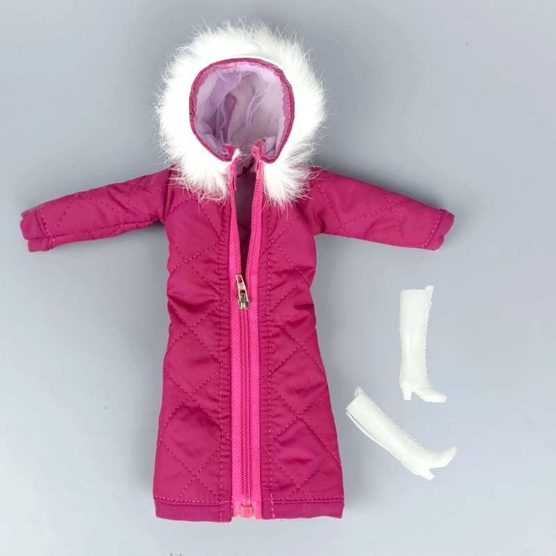 Pinker Wintermantel mit Kapuze für Barbie-Puppe, Outfits, Kleidung, Parka für 1/6 BJD-Puppe, Jacke, 1:6 Puppenzubehör, Kinderspielzeug