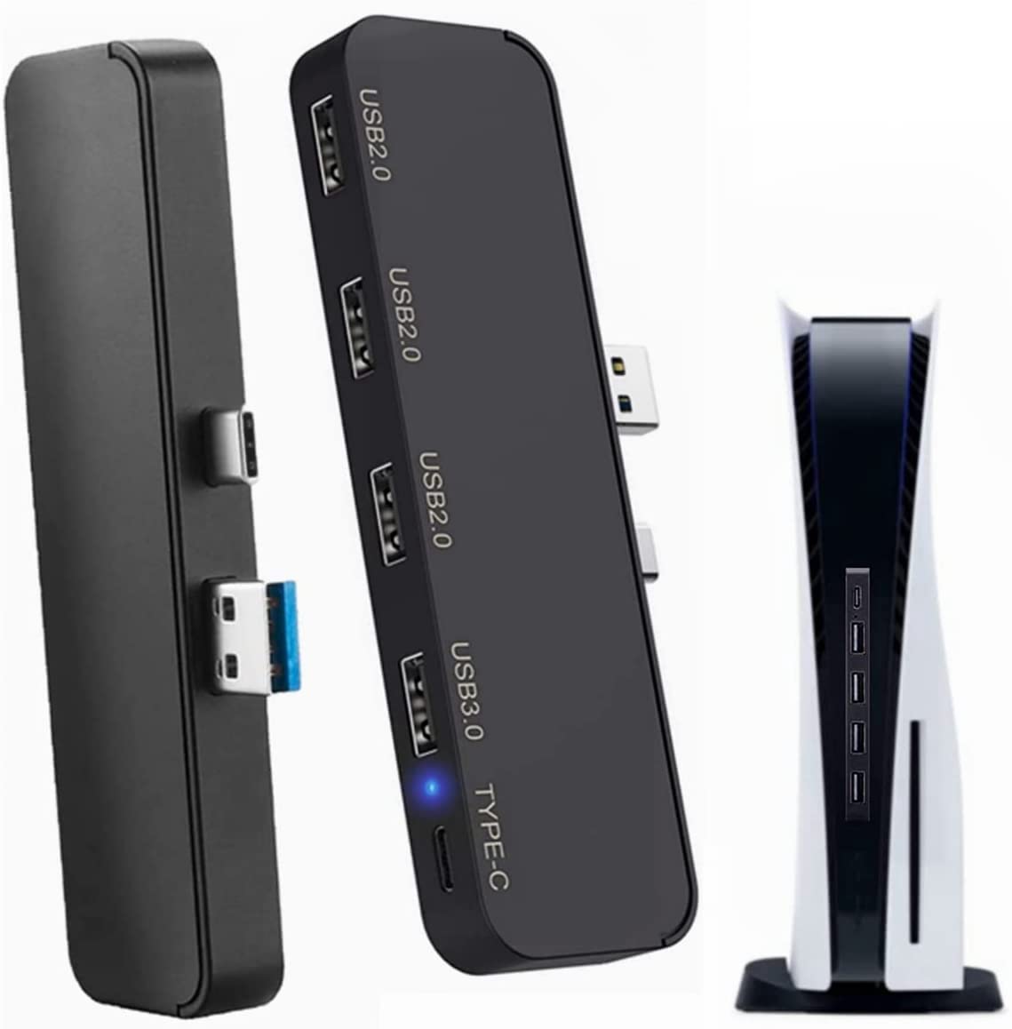 

USB-концентратор для PS5, 5-портовый USB-концентратор расширения для PS5, внешний интегрированный USB-концентратор PS5, компактный для PS5 [улучшенная модель] Type-C 3.1 3.0