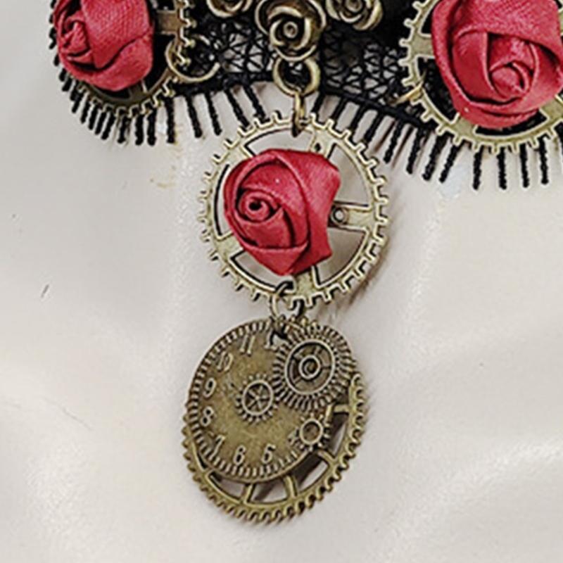 Black Lace Choker Gothic Necklace Choker for Halloween Party Formal Date Dress up Gothic Punk Style Dark Collar