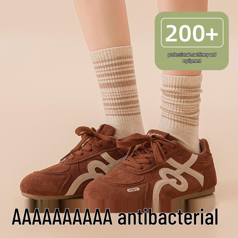 Women's Pure Cotton Non-Slip Five-Toe Mid-Calf Socks: Breathable, Odor-Resistant, Striped, for Spring/Summer