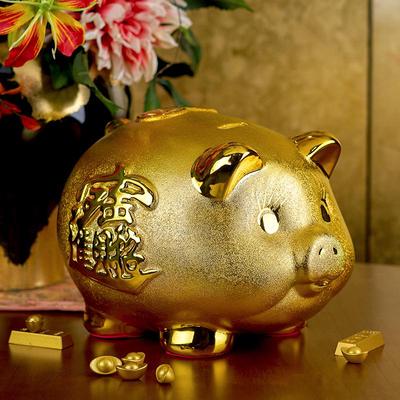 Goldenes Sparschwein: Kreatives Keramik-Sparschwein für Erwachsene & Kinder - Glücksbringende Heimdekoration & Geschenk.