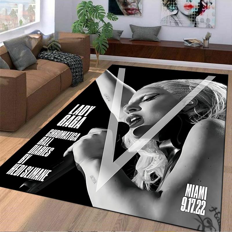 Lady Gaga V Magazine Chromatica Ball Diaries Cover Black White Miami Art novelty floor mat rug for office studio entryway decor
