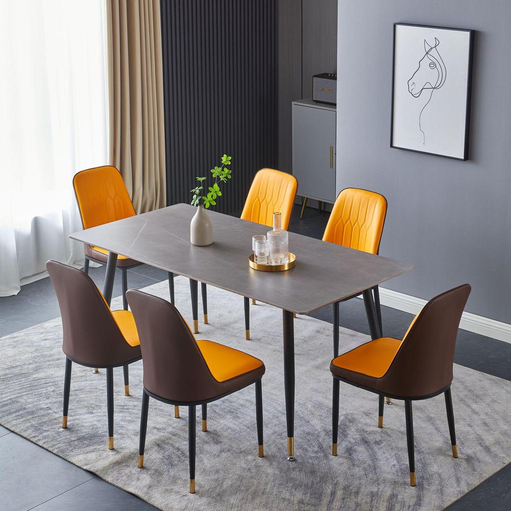 Modern Minimalist Italian Rock Slab Dining Table Set for Small Apartments