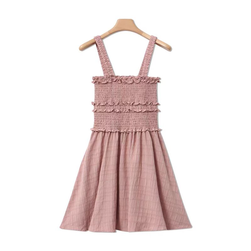 

Плиссированная юбка на подтяжках Лето Новая Внешняя торговля Женская одежда Мода Эластичные подтяжки Пуловер Топ-труба Завышенная талия Короткое платье 31766 Bean paste powder C- 6-6-1 XL