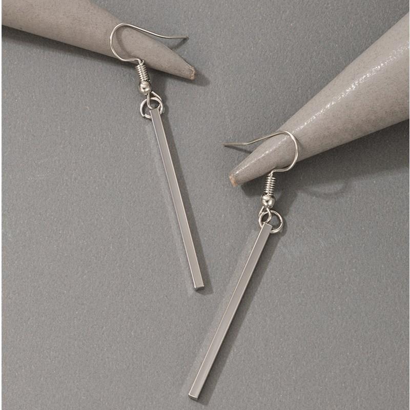 New jewelry, simple geometric three-dimensional rectangular stick earrings, women's ear hook earrings, fashionable ear jewelry