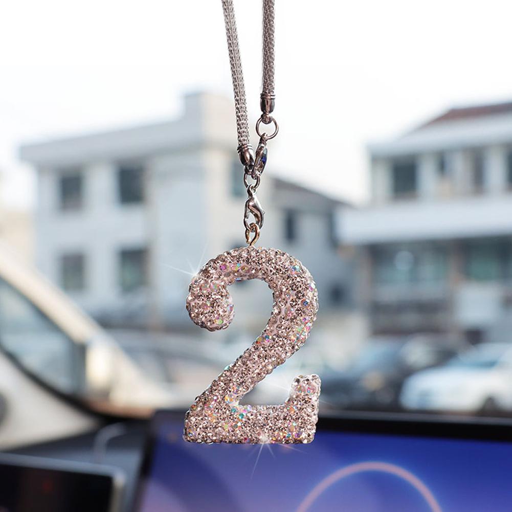 Car Pendant Interior Rearview Mirror Crystal Numbers Decoration Car Hanging Ornament Car Hanging Accessories