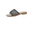 Fashion Leisure Low Heel Sandals Summer New Round Head Open Toe Net Cloth Soft Sole Anti-slip Wear-resistant Slippers