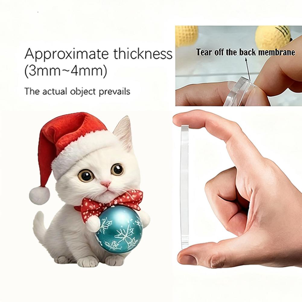 12Pcs Christmas Cat 2D Acrylic Decoration Set Christmas Tree Holiday Party Outdoor Hanging Decoration Unique Creative Gifts 7
