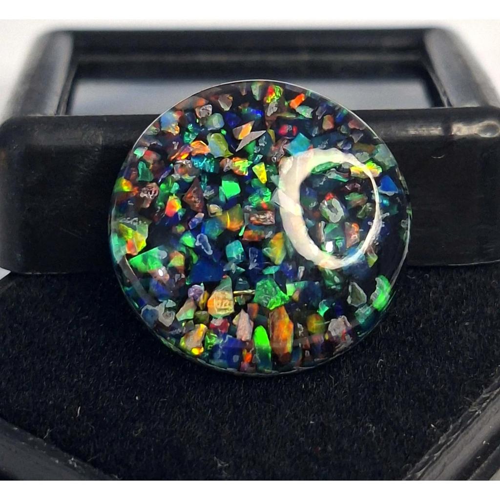 Round Cut Natural Black Fire Opal 10-12 Ct Beautiful Certified Loose Gemstone