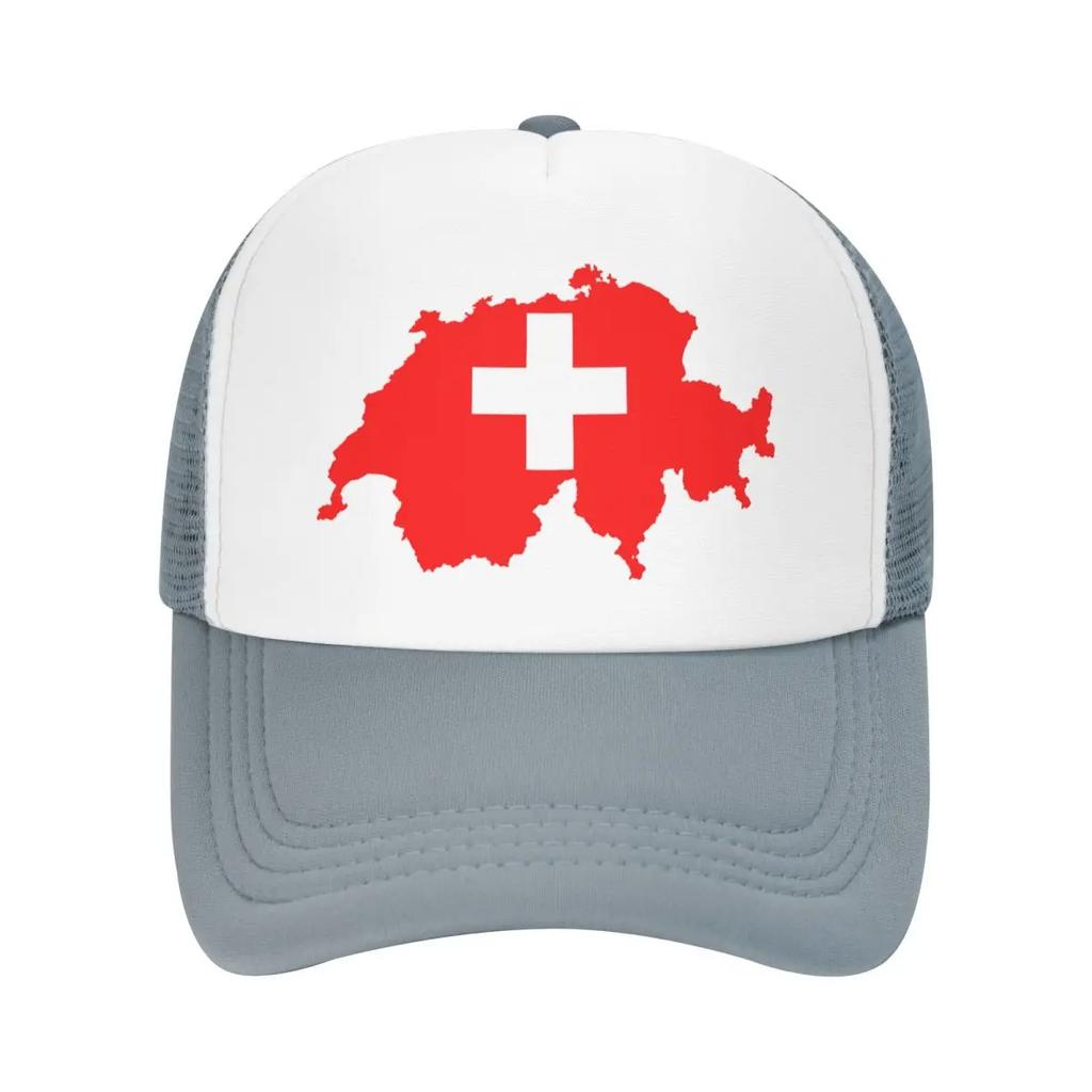 Mode Schweizkarta Schweiz Flagga Truckerhatt Unisex Kvinnor Personlig Justerbar Unisex Keps Sommarhattar