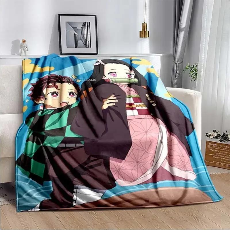 Anime Demon Slayer Kimetsu no Yaiba Fleece Blanket Nezuko Kamado Tanjiro Kamado Soft Bedding Bedspread Sofa Warming Cover