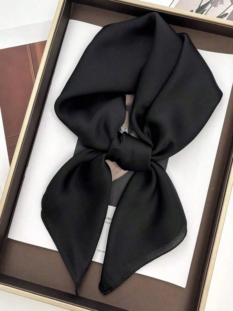 

1pc Solid Color Neckerchief, Women s Small Shawl Scarf Headband, 70x70cm Square Headscarf, Suitable For Dress Matching one-size чёрный