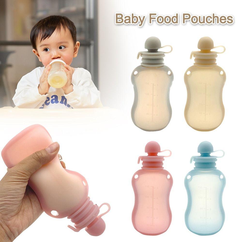 Food-grade Silicone Baby Food Pouches Refillable Baby Bottles Squeezable Pouch Toddler Kids