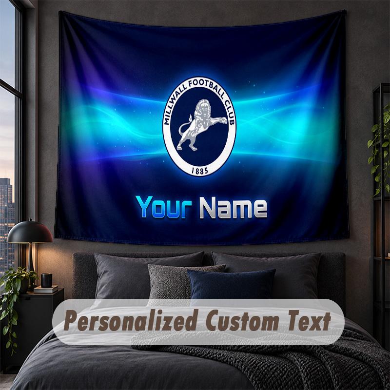 Benutzerdefinierte Namens-Text-Wandteppich, Millwall FC Dekorative Wandbehang, Hintergrund-Wandteppich Für Zuhause Schlafzimmer