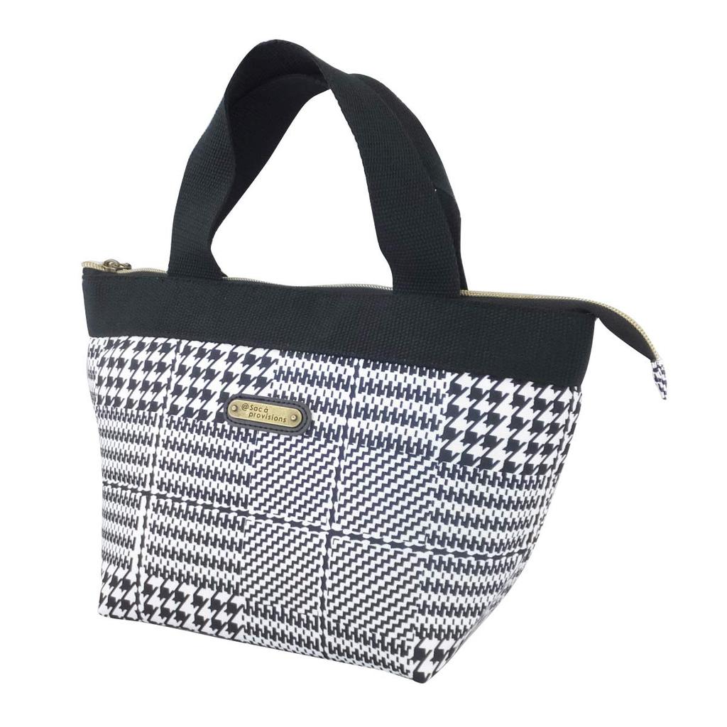 At First Lunch Insulated Lunch Bento Large Tote Bag with Stylish and AF6221 Bag, Bag, Bag, Capacity, Boat-Shaped Pockets, Popular, Black,