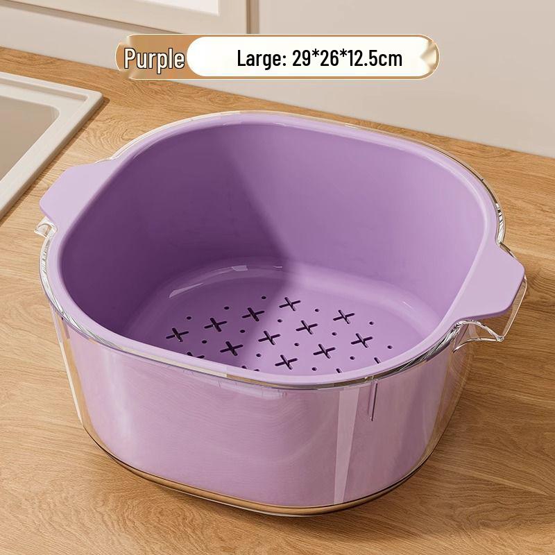 Double-Layer Kitchen Drain Basket for Fruits & Vegetables - Food-Grade Storage & Strainer