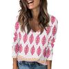 Ladies' Fashionable Casual Long Sleeved Retro Floral Print V-Neck Top Women'S T-Shirts Women Clothes Playeras De Mujeres