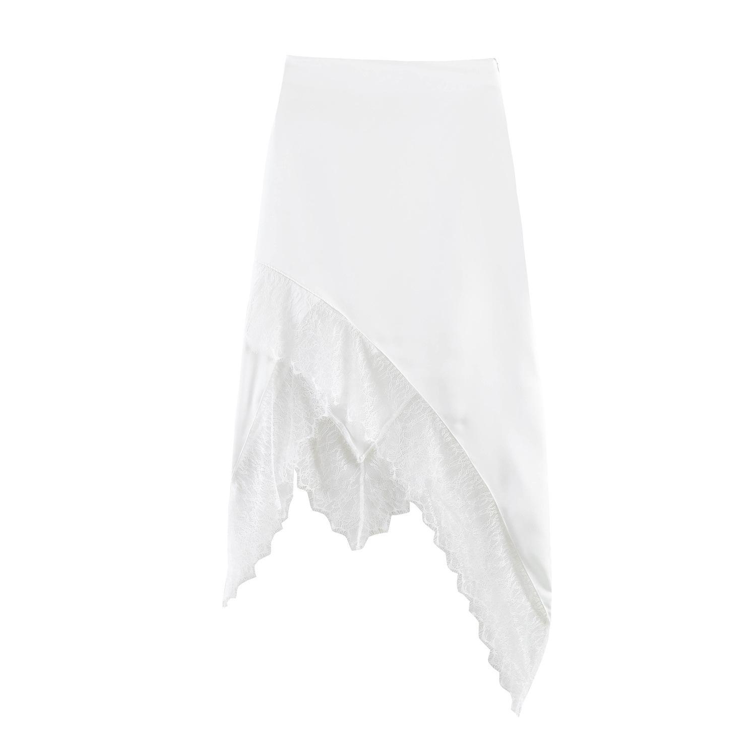 European and American style, new women s clothing, foreign style, lace splicing irregular skirt 345382 XS белый