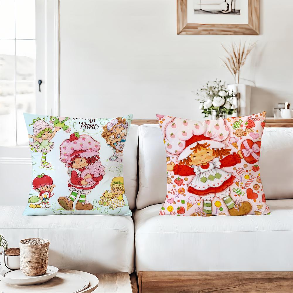 Cute S-Straw B-Berry Girl  Pillow Case Office Cushions Suitable For Sofa Car Bedroom Decorative Cushion Cover