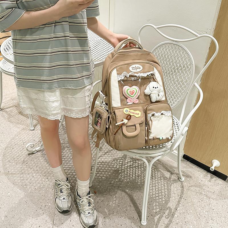 Summer New Fresh Cute Middle School Student Outdoor Lace-up High-Value Student Backpack