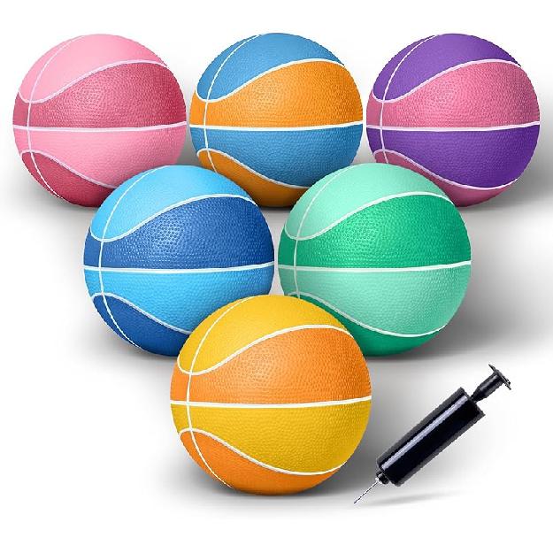 Glow in The Dark Mini Basketball with Pump(6 ,4 Pack), Glowing Mini Basketball for Indoor Outdoor Hoop, Small Basketball Balls for Kids, Toddlers, Basketball Set