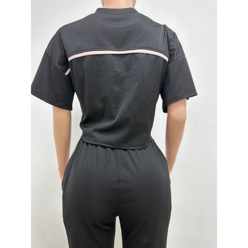 Damen Sommer Kleiner Duft Kurzarm Tasche Farbkontrast Mode Lässig Zweiteiliger Anzug