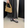 Woolen gray inner height increase single shoes with skirt Mary Jane shoes ballet French shoes spring and autumn soft women's shoes