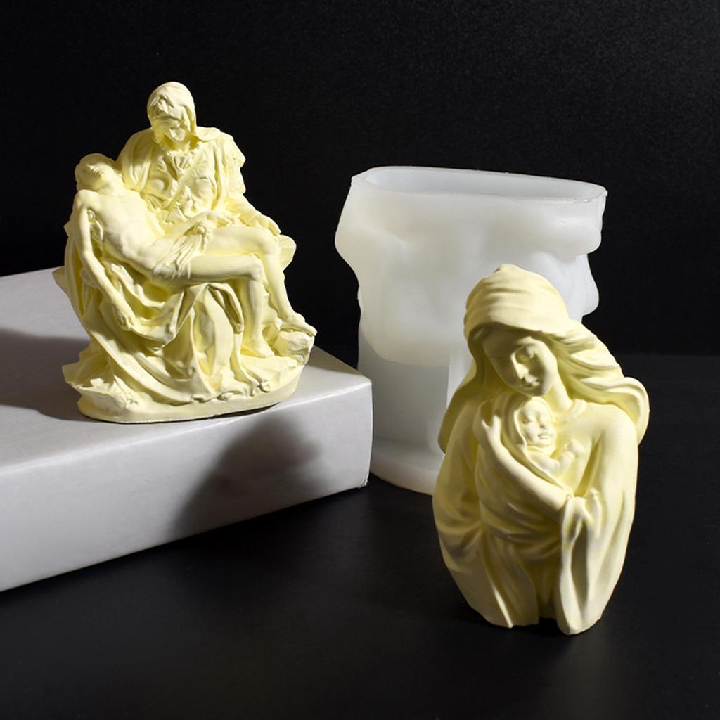 Molde de Silicone Virgem Maria e Menino Design Flexível Antiaderente para Fácil Desmoldagem Perfeito para Velas e Artesanatos Feitos à Mão