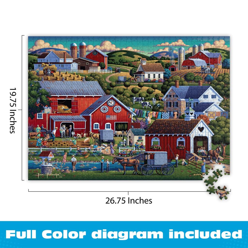 Buffalo Games - 1000-Piece Jigsaw Puzzle - Dawdle Amish Country - 1000-Piece Puzzle for Adults - Premium Gift Foil Box with Reference Poster