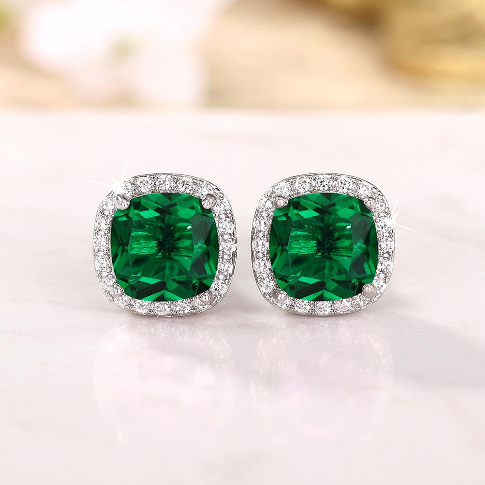 Ne'w Bright White/Yellow/Pink CZ Stud Earrings for Women Fashion Contracted Jewelry High Quality Wedding Engagement