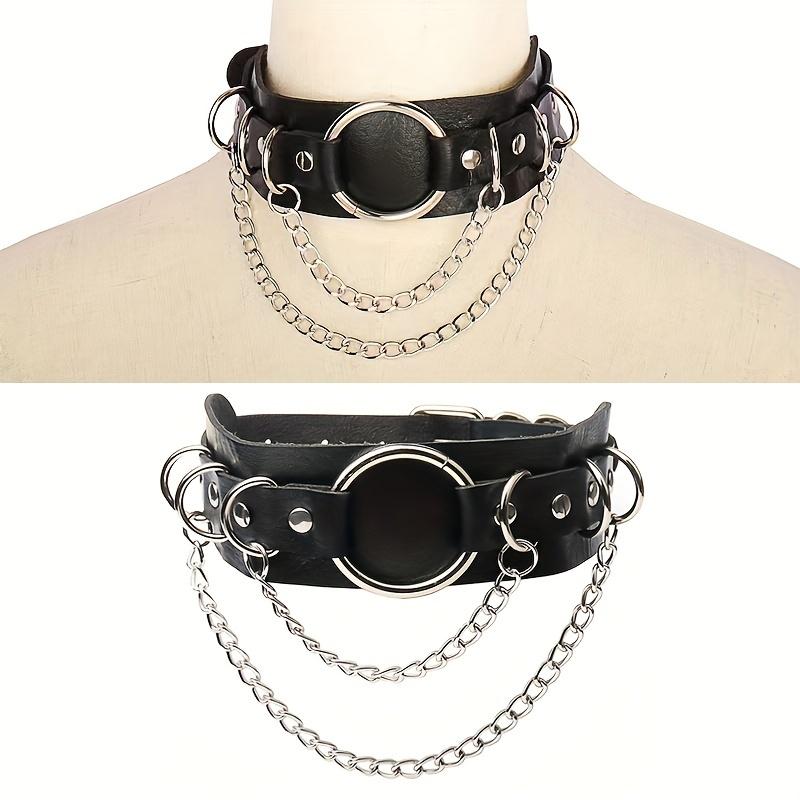 Punk Gothic Style PU Leather Faux Jewelry Collar Bracelet Bangle Bracelet,Male Female Lover Necklace Holiday Party Costume
