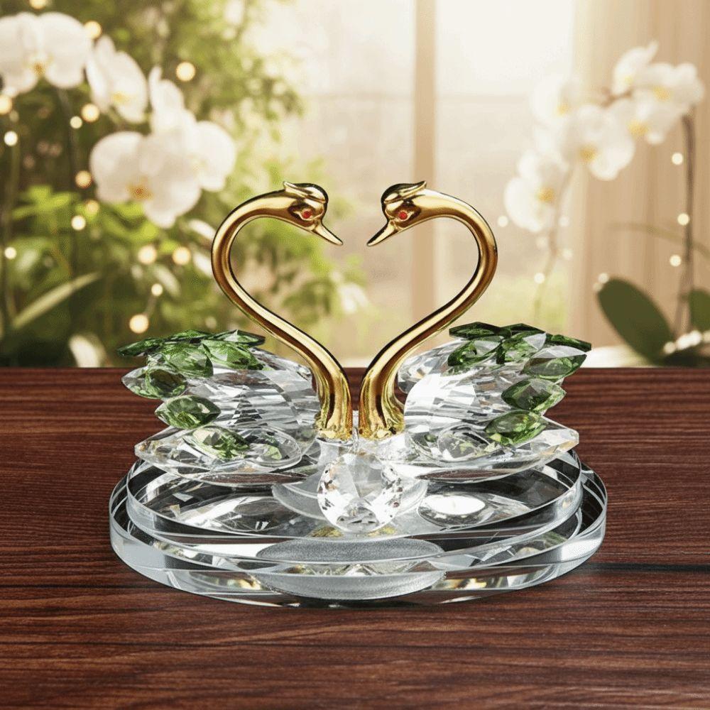 -encrusted Swan Figurines Exquisite Crystal Home Decoration Glass Swans  Car Interior