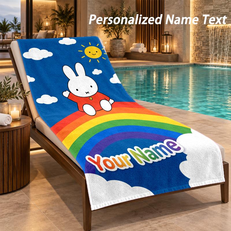 Miffy Custom Name Beach Towel Large Soft Towel for Indoor Bathroom Outdoor Beach