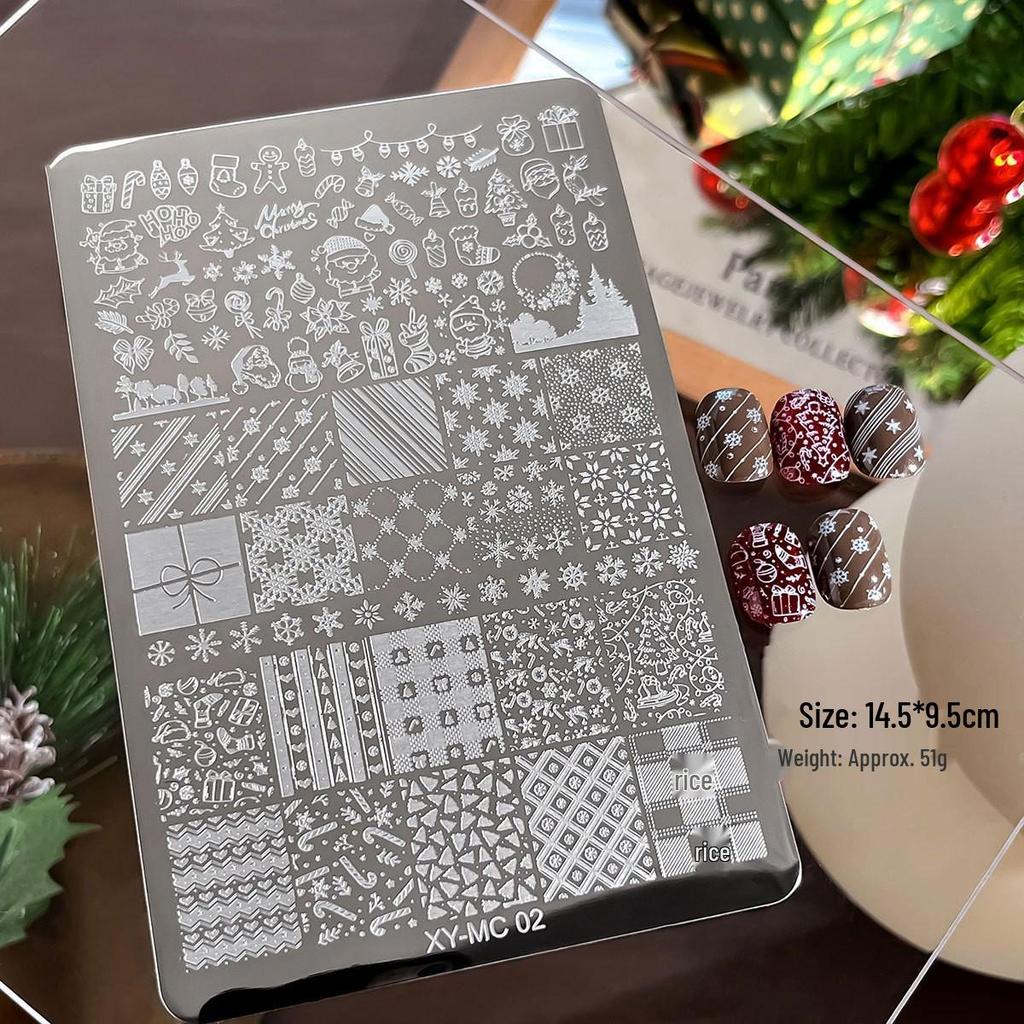 Nail Art Stamping Plates - Star, Polka Dot, Lines, Grid Lace Textures