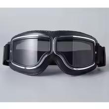 Vintage Pilot Motorcycle Goggles UV400 Windproof Scratch Resistant PC Lens with Leather Trim for Open Face Helmet