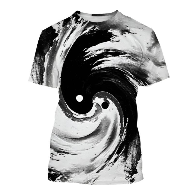 Bagua Taiji Yin Yang Dragon Pattern Men's T Shirt Casual O-neck Loose Short Sleeve Tops Funny 3D Print Tees Fashion Men Clothing