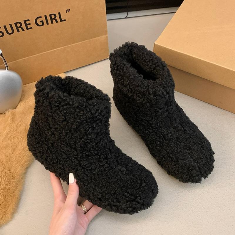 Fashion Women Fur Ankle Boots Flats Short Plush Casual Shoes 2025 Trend Winter Suede Snow Boots New Fashion Woman Sneakers Mujer Botas