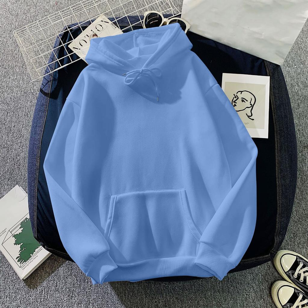 Ladies' Casual And Fashionable Solid Color Long Sleeved Hooded Warm Shirt Loose And Comfortable Hoodie