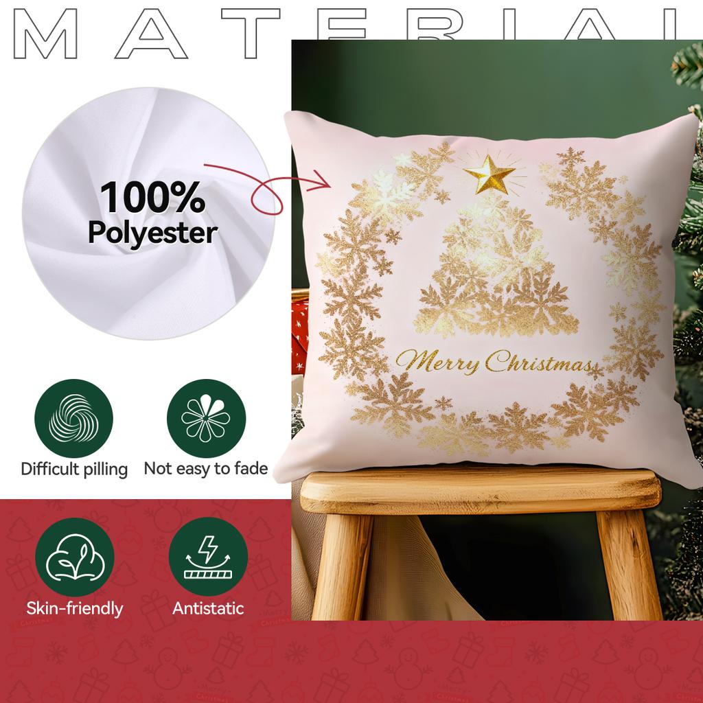 Pink Gold Christmas Pillowcase Printed Polyester 40/45/50cm Throw Pillowcover Decorative Sofa Cushion Pillowslip Home Decor
