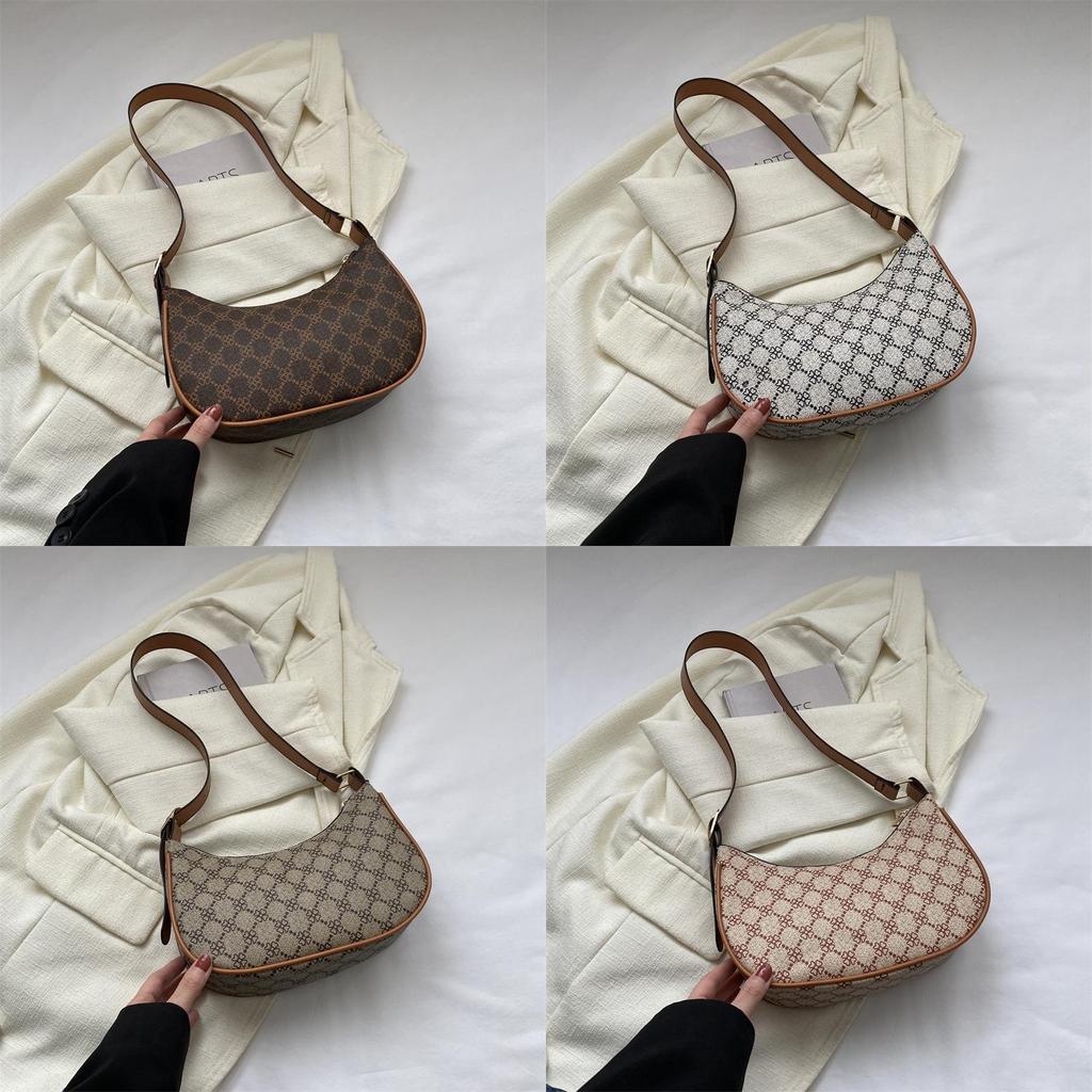 Pu Vintage Stylish New Moon Shoulder Bag In Chic Coffee And Cream Colors Perfect For Use Everyday