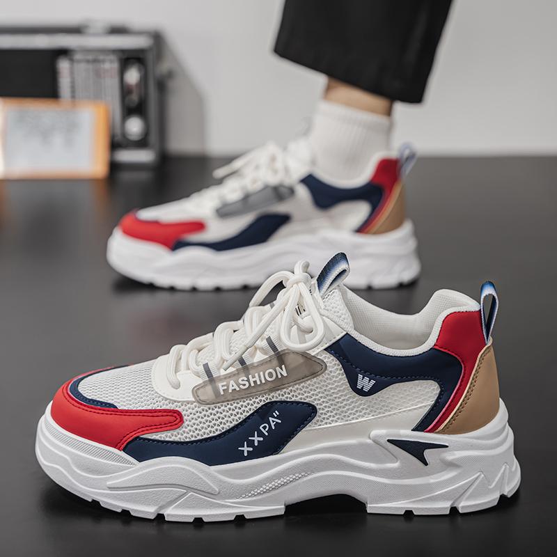 

Men s shoes 2025 summer new student mesh breathable versatile sports and leisure shoes men s thick-soled wear-resistant dad shoes 44