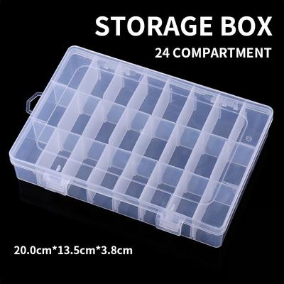 24 Grid Fishing Gear Storage Box Plastic Transparent Jewelry Box Storage Box Small Tools Electronic Parts Tool Box