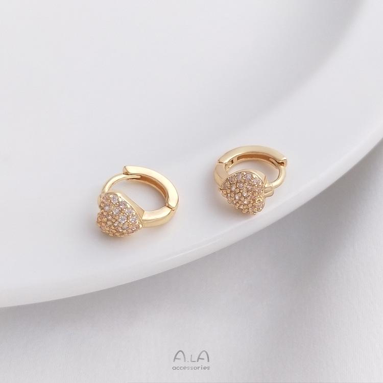 14K Gold-filled Zirconia Branch Star Heart Bow Ear Cuffs - Fashionable Light Luxury Earrings